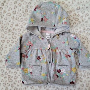 Carter's Gray Floral Zip-Up Hoodie